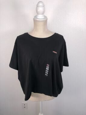 Levis Plus Size Crop Top Black and Pink Logo Top - 2X